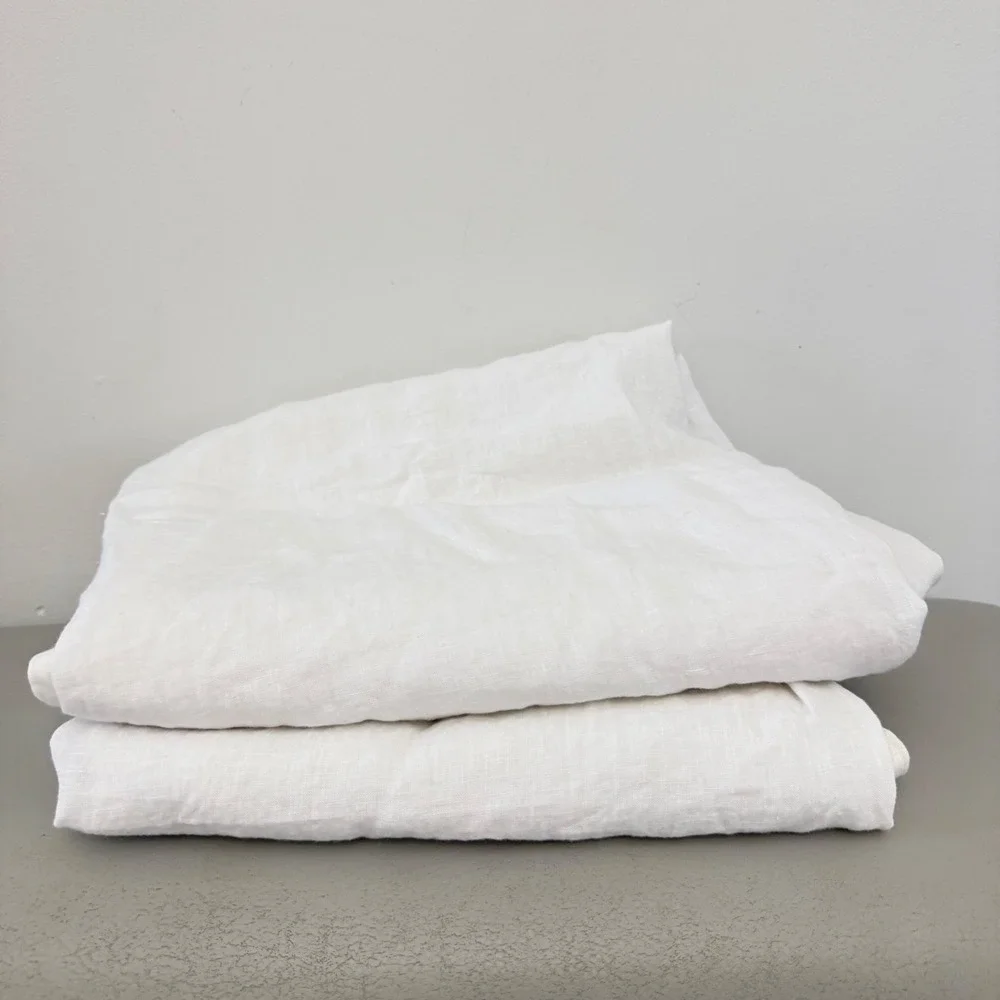 Threshold White 100 Percent Linen Curtain Panels 2 Piece 3-in-1 Hanging Style